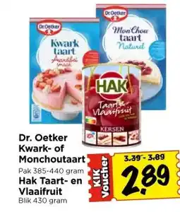 Vomar Voordeelmarkt Dr. Oetker Kwark- of Monchoutaart aanbieding
