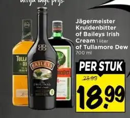 Vomar Voordeelmarkt Jägermeister Kruidenbitter of Baileys Irish Cream of Tullamore Dew aanbieding