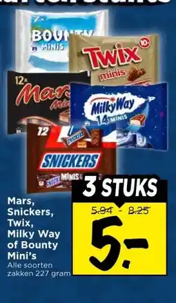 Vomar Voordeelmarkt Mars, Snickers, Twix, Milky Way of Bounty Mini's aanbieding