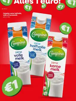 Poiesz Campina verse halfvolle, volle of karnemelk aanbieding