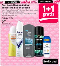 Etos Axe, Dove, Rexona, Zwitsal deodorant, bad en douche aanbieding