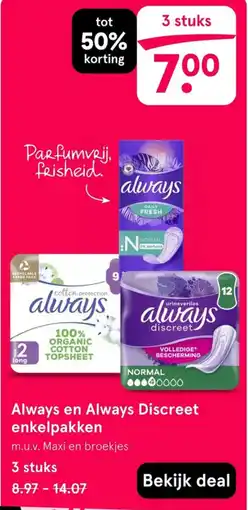 Etos Always en Always Discreet enkelpakken aanbieding