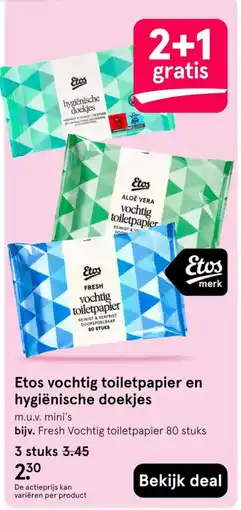 Etos Etos vochtig toiletpapier en hygiënische doekjes aanbieding