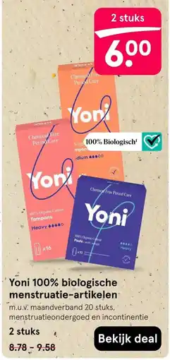 Etos Yoni 100% biologische menstruatie-artikelen aanbieding