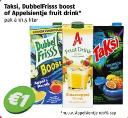 Poiesz Taksi, DubbelFrisss boost of Appelsientje fruit drink aanbieding