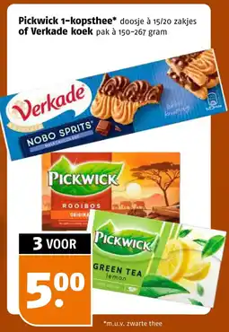 Poiesz Pickwick 1-kopsthee* of Verkade koek aanbieding