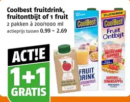 Poiesz Coolbest fruitdrink, fruitontbijt of 1 fruit aanbieding
