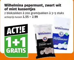 Poiesz Wilhelmina pepermunt, zwart wit of mint kussentjes aanbieding