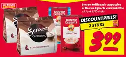 Nettorama Senseo koffiepads cappuccino of Douwe Egberts verwenkoffie aanbieding