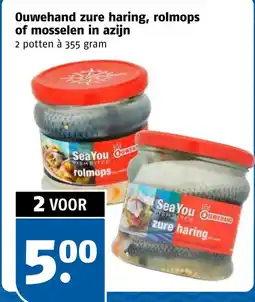 Poiesz Ouwehand zure haring, rolmops of mosselen in azijn aanbieding
