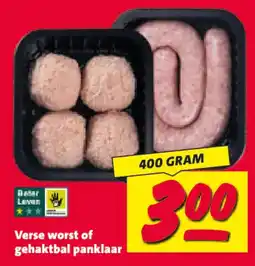 Nettorama Verse worst of gehaktbal panklaar aanbieding