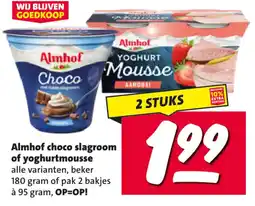 Nettorama Almhof choco slagroom of yoghurtmousse aanbieding