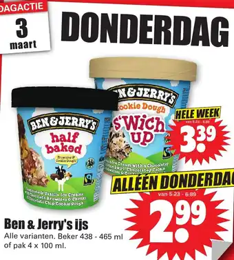 Dirk Ben & Jerry's ijs aanbieding