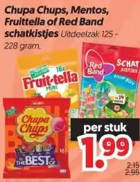 Dekamarkt Chupa Chups, Mentos, Fruittella of Red Band schatkistjes aanbieding