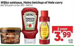 Dekamarkt Wijko satésaus, Heinz ketchup of Hela curry aanbieding