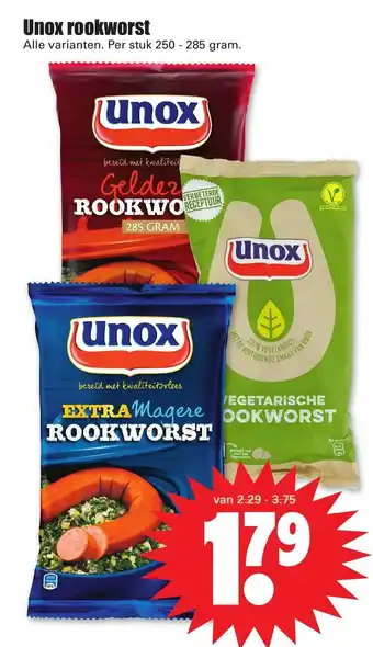 Dirk Unox rookworst 250-285g aanbieding