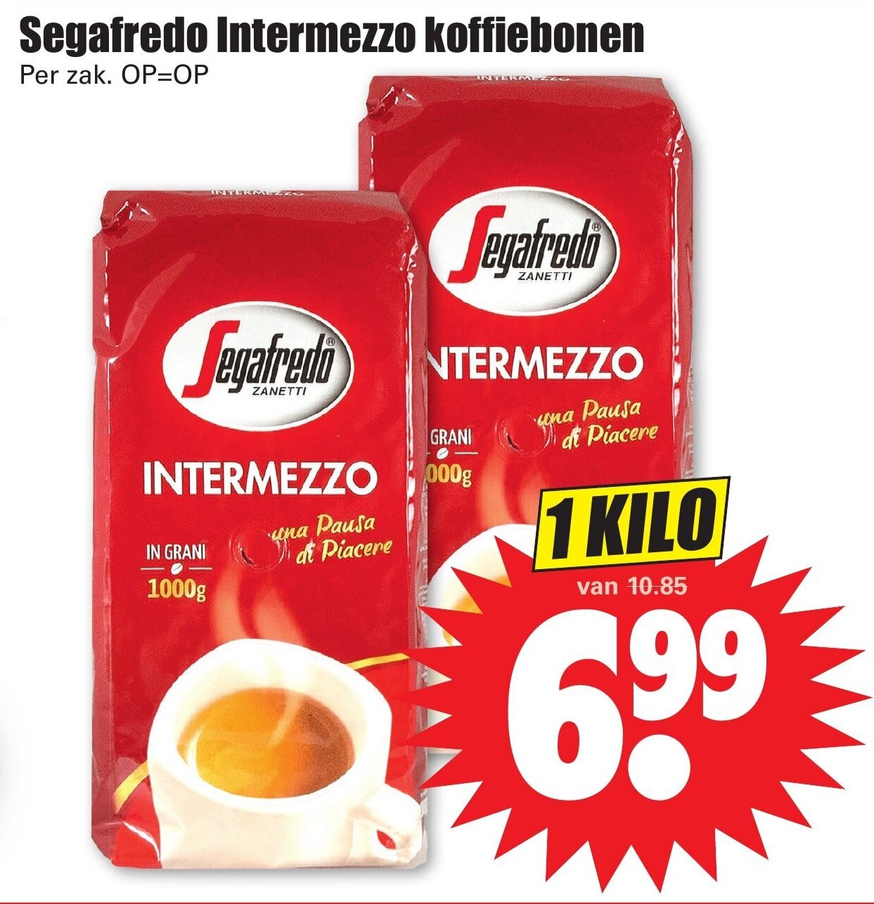Segafredo Intermezzo koffiebonen aanbieding bij Dirk