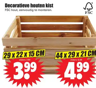 Dirk Decoratieve houten kist 29 x 22 x 15cm aanbieding