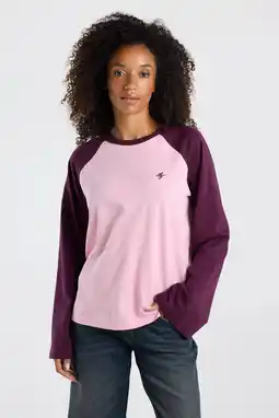 Wehkamp America Today longsleeve met print - roze/aubergine aanbieding