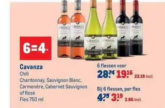 Makro Cavanza chardonnay, sauvignon blanc, carmenère, cabernet sauvignon of rosé aanbieding