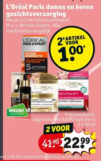 Kruidvat L'Oreal Paris dames en heren gezichtsverzorging aanbieding