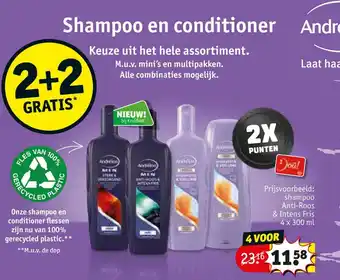 Kruidvat Shampoo Anti-Roos & Intense Fris 4x300 ml aanbieding