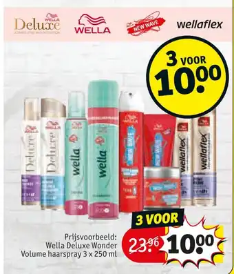 Kruidvat Wella Deluxe Wonder Volume haarspray 3x250 ml aanbieding