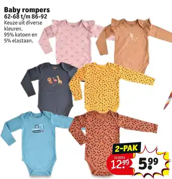 Kruidvat Baby rompers 62-68 t/m 86-92 aanbieding