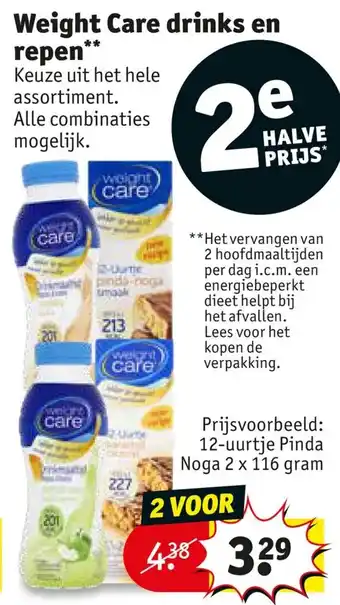 Kruidvat Weight Care drinks en repen aanbieding