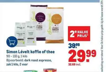 Makro Simon lévelt koffie of thee 1 kilo aanbieding