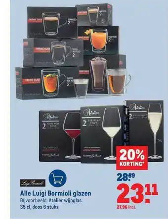 Makro Alle Luigi bormioli glazen 20% Korting aanbieding