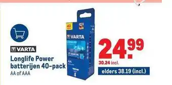 Makro Varta longlife power batterijen 40-Pack aanbieding