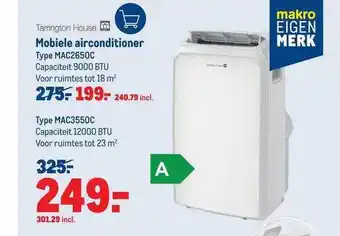 Makro Tarrington house mobiele airconditioner MAC2650C Of MAC3550C aanbieding