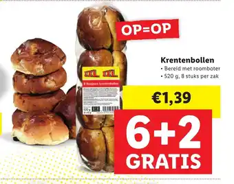 Lidl Krentenbollen 520 g aanbieding