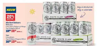 Makro Alle Hard seltzers white claw of viper 20% Korting 330ml aanbieding