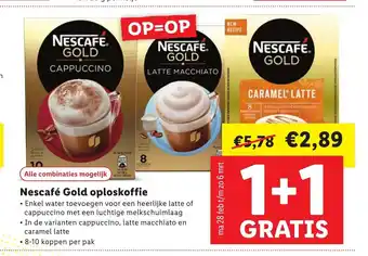 Lidl Nescafe Gold oploskoffie 8-10 koppen per pak aanbieding