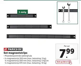 Lidl Parkside Set magneetstrips 1x magneetstrip 200 mm (max. belasting: 3 kg) 3 delig aanbieding