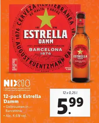 Lidl 12-pack Estrella Damm 12 x 0,25 L aanbieding