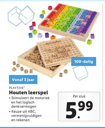 Lidl Playtive Houten leerspel vanaf 3 jaar 100-delig aanbieding