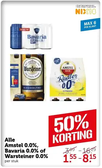 Coop Alle Amstel 0.0%, Bavaria 0.0% of Warsteiner 0.0% per stuk aanbieding