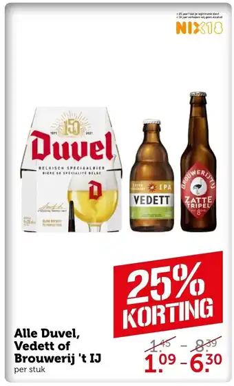 Coop Alle Duvel, Vedett of Brouwerij 't IJ per stuk aanbieding