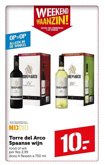 Coop Torre del Arco Spaanse wijn doos 4 flessen a 750 ml aanbieding