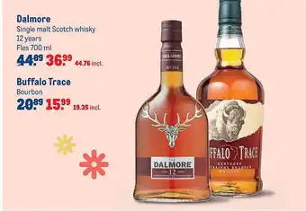 Makro Dalmore single malt scotch whisky of buffalo trace bourbon 700ml aanbieding