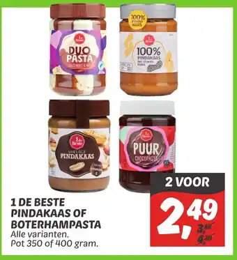 Dekamarkt 1 de Beste pindakaas of boterhampasta 350g aanbieding