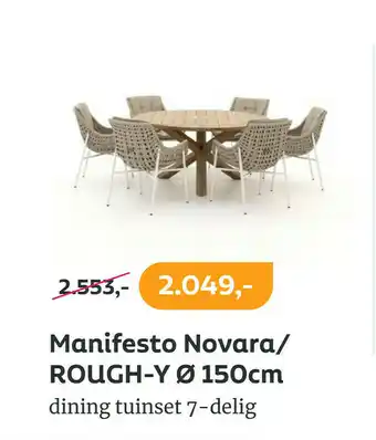 Kees Smit Manifesto Novara/ Rough-Y 150 cm dining tuinset 7-delig aanbieding