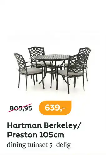 Kees Smit Hartman Berkeley/ Preston 105 cm dining tuinset 5-delig aanbieding