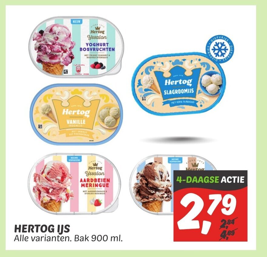 Hertog Ijs 900ml aanbieding bij Dekamarkt