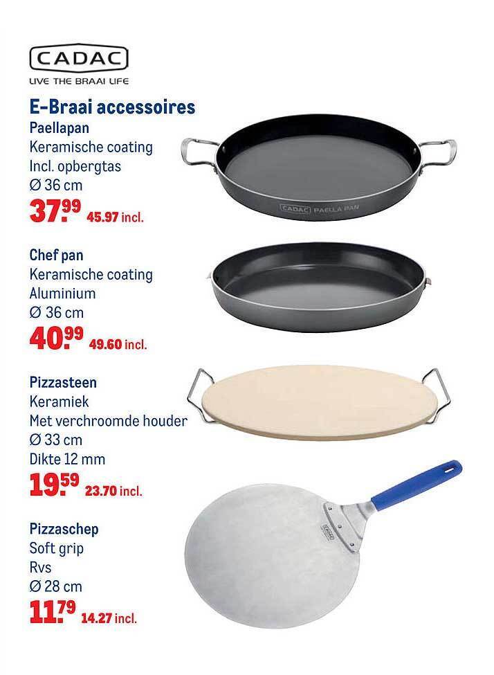 Cadac EBraai accessoires paellapan, chef pan, pizzasteen Of