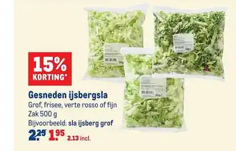 Makro Gesneden Ijsbergsla 15% Korting 500g aanbieding