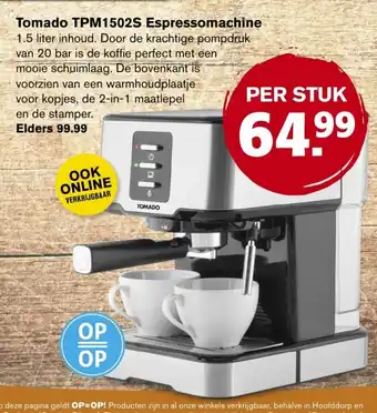 Hoogvliet Tomado TPM1502S Espressomachine per stuk aanbieding